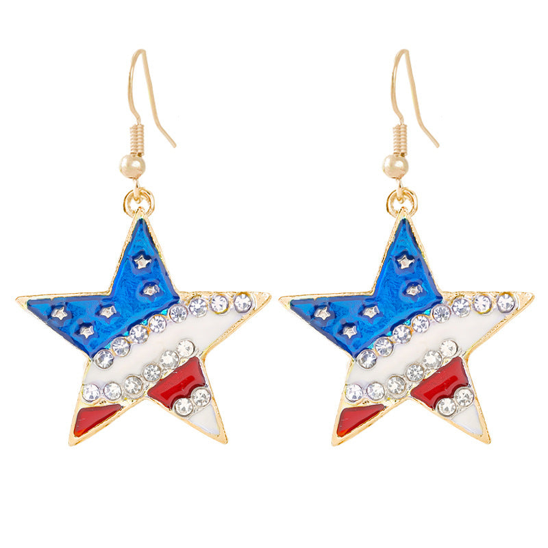 Women's nan patriotic horseshoe enamel dangle earrings with star-accented design and fishhook findings Bowlift