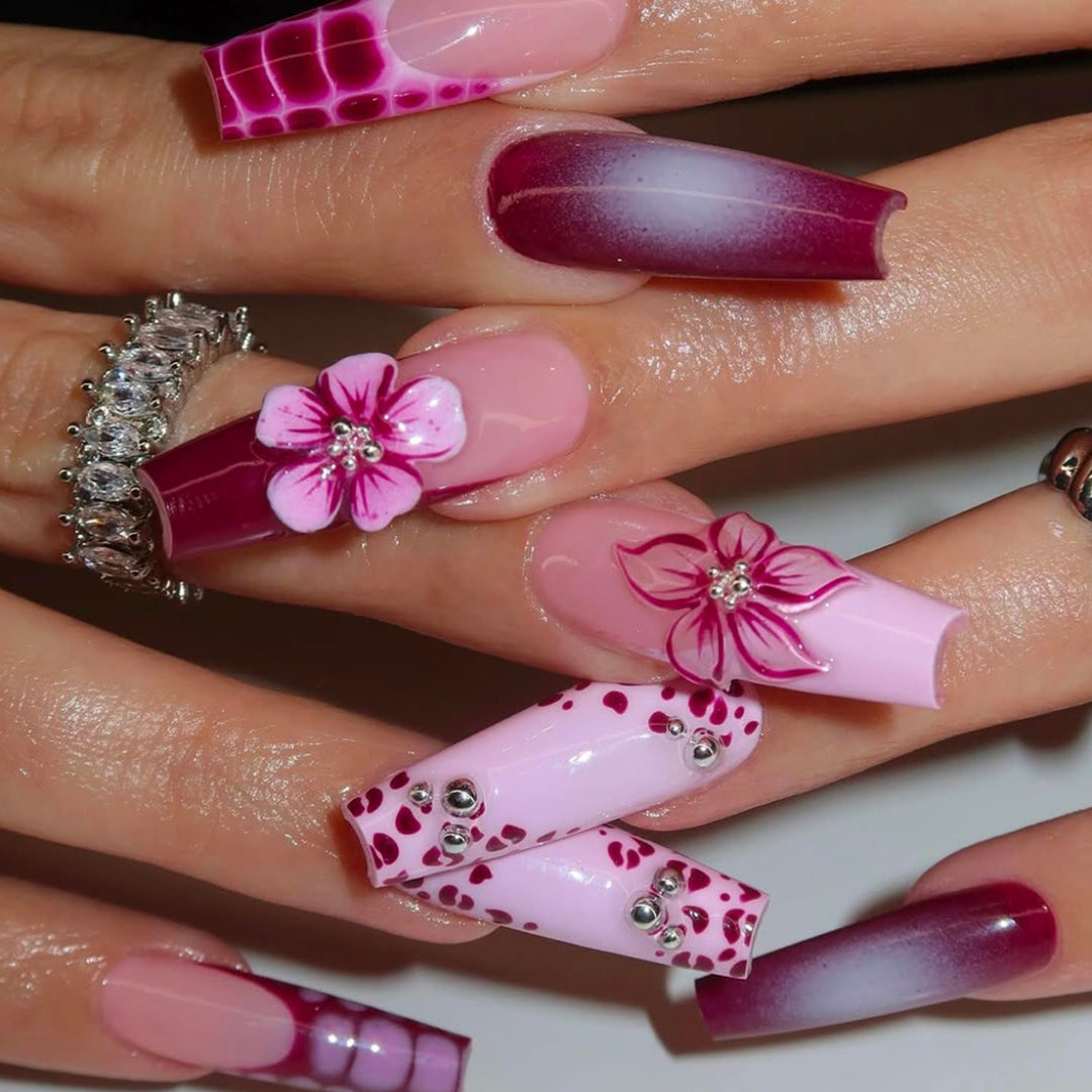 Floral Decorative Press-On Nail Art Bowlift