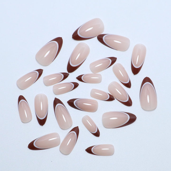 Artistic French Tip Press-On Nails Bowlift