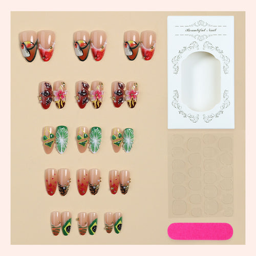 Artistic Tropical Press-On Nail Set Bowlift