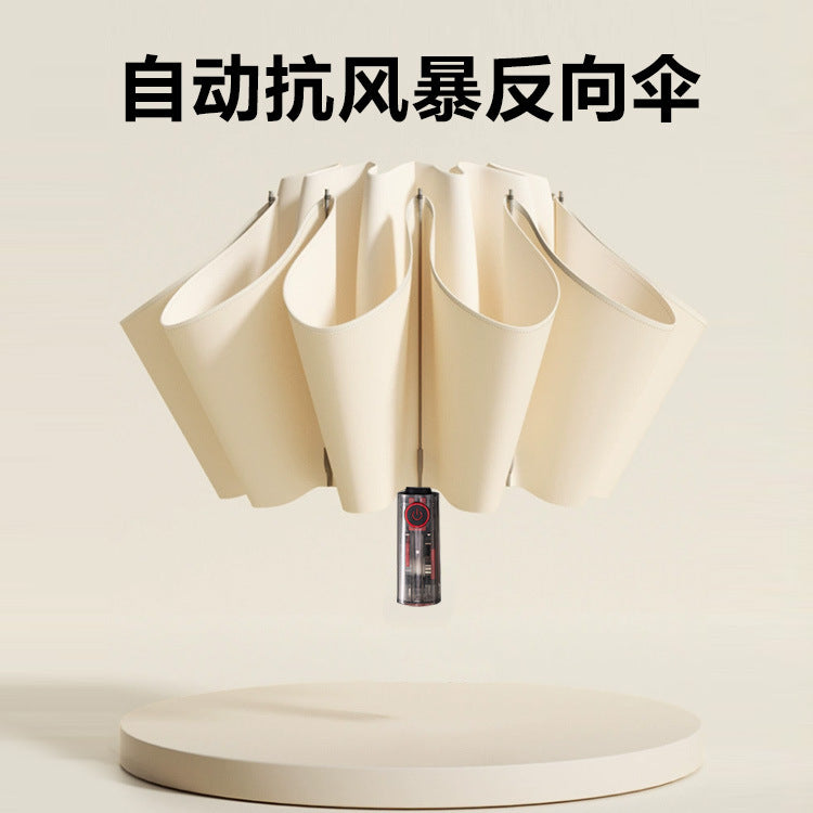 Women's Automatic Windproof Folding Umbrella Bowlift