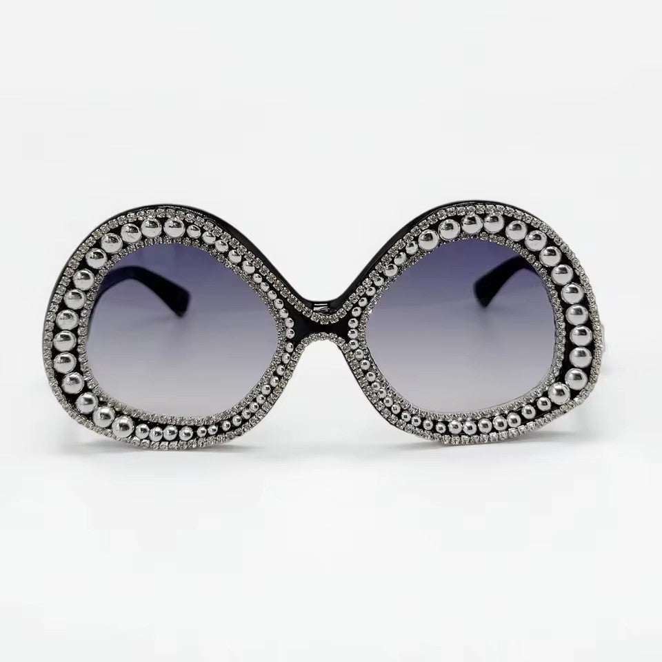 Ladies Glamorous Statement Sunglasses with Sparkling Crystal Frame Bowlift