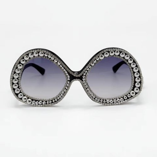 Ladies Glamorous Statement Sunglasses with Sparkling Crystal Frame Bowlift