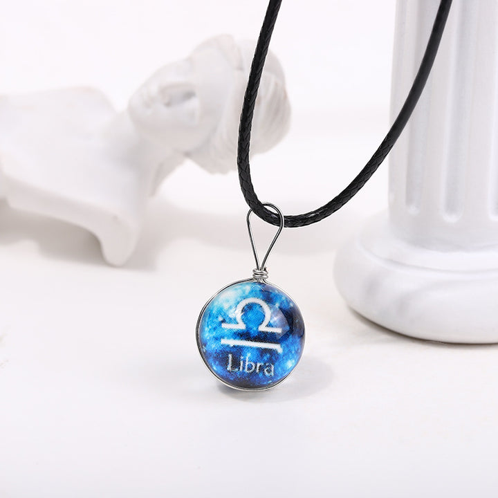Zodiac Glass Dome Pendant Necklace on Braided Cord Bowlift