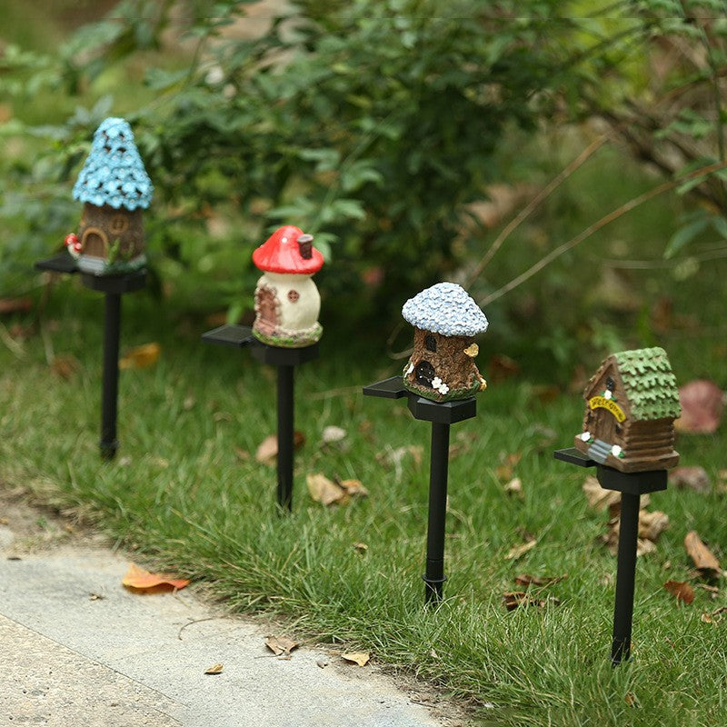 Solar Mushroom House Garden Stake Light With Rechargeable Battery Bowlift