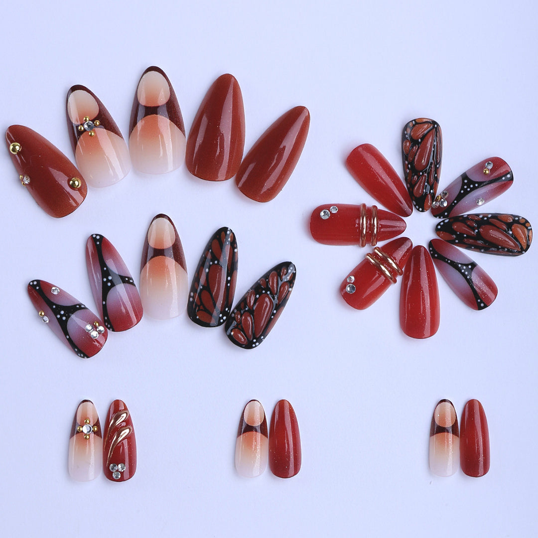 Artificial Nails with Luxurious Decorations Bowlift