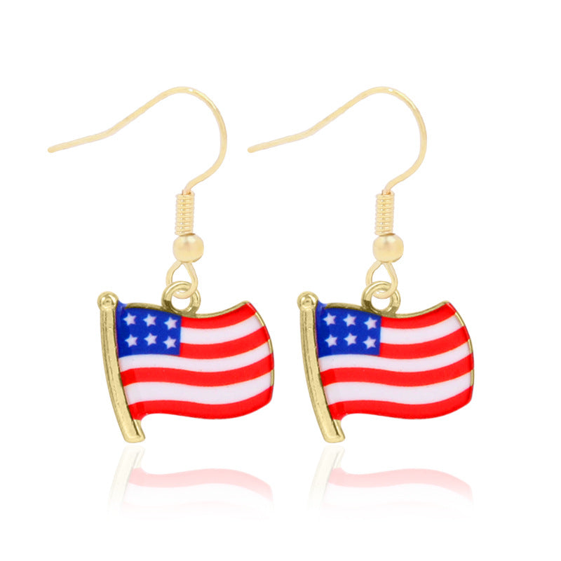 Women's lightweight star earrings with enamel flag design and fishhook Bowlift