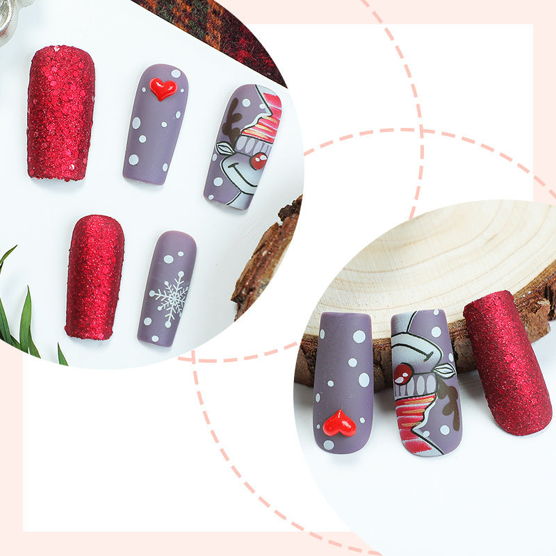 Festive Holiday-Themed Press-On Nail Set Bowlift