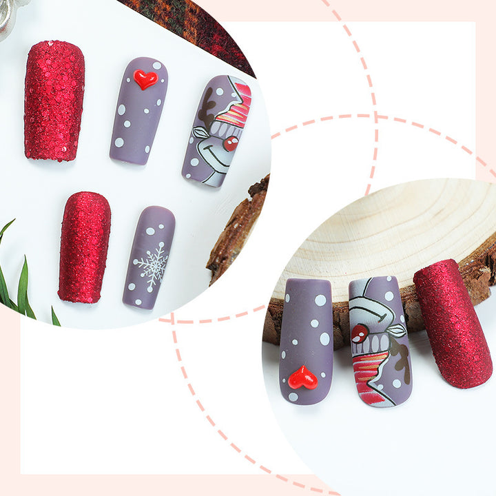 Festive Holiday-Themed Press-On Nail Set Bowlift