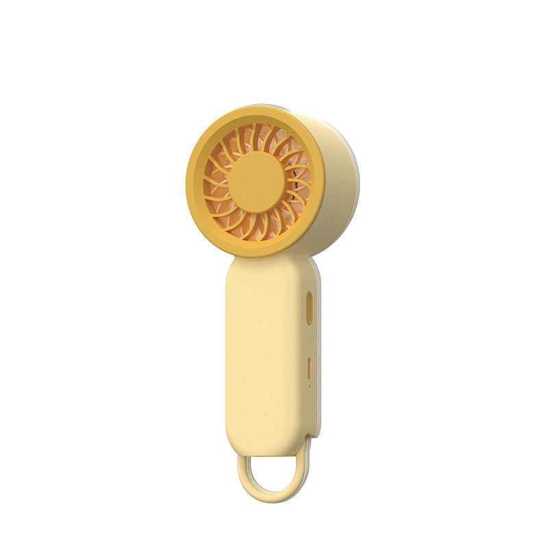 Unisex portable hand fan with rechargeable battery, quiet brushless motor, ergonomic grip, and carrying loop Bowlift