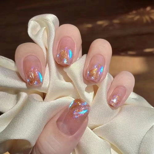 Glitter and gradient design artificial nails Bowlift