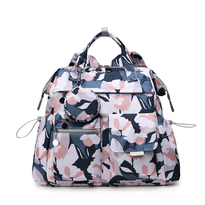 Multi-Pocket Floral Design Backpack Bowlift
