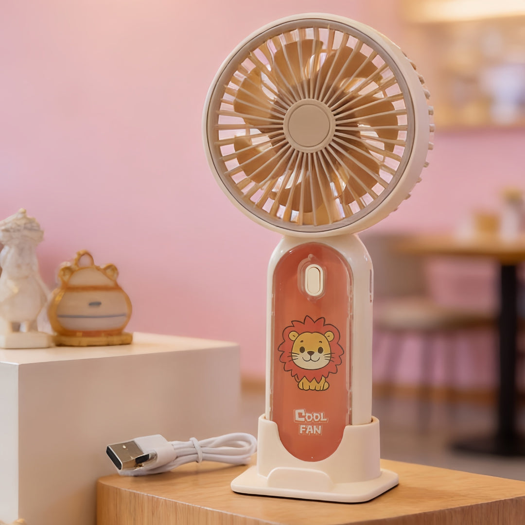 Women's Portable Mini Fan with Cute Animal Design and USB Charging Function Bowlift