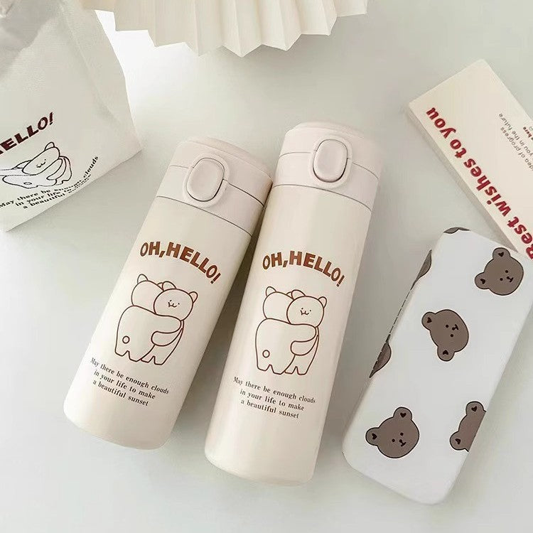 Ladies' insulated bottle with secure pressure cap and cute animal design Bowlift