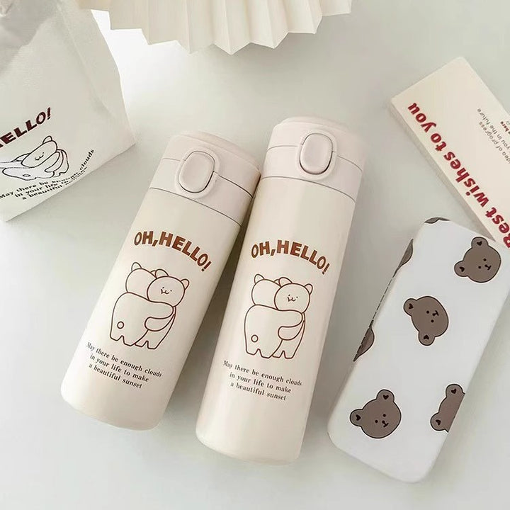 Ladies' insulated bottle with secure pressure cap and cute animal design Bowlift