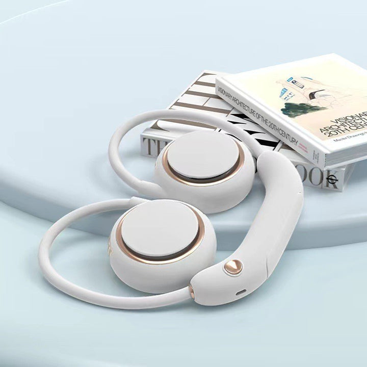 Cooling hands-free rechargeable dual bear-ear neck fan with adjustable speeds Bowlift