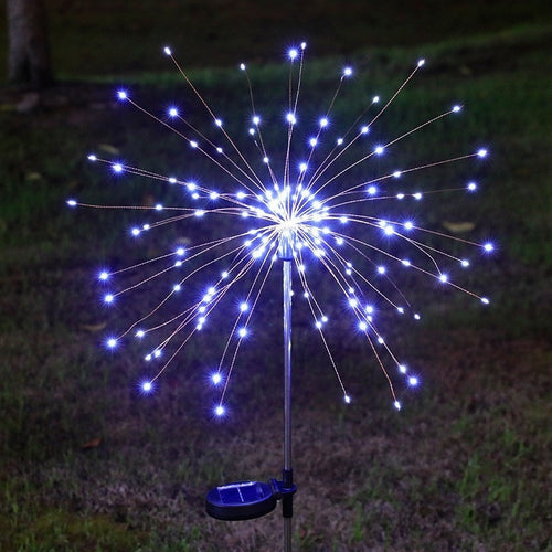 Solar Firework Garden Stake LED Starburst Light With Telescoping Stainless Stake Bowlift