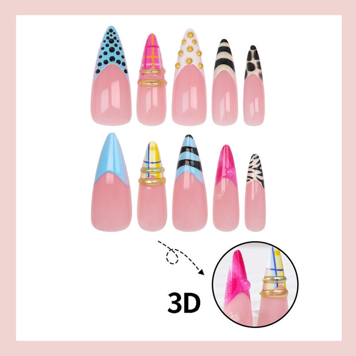 Acrylic nail set with trendy geometric and modern designs Bowlift