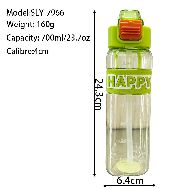 Ladies leak-proof drinking bottle with integrated measuring scale and secure lid Bowlift