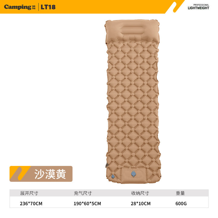 Airy and Comfortable Inflatable Sleeping Mat with Headrest Bowlift