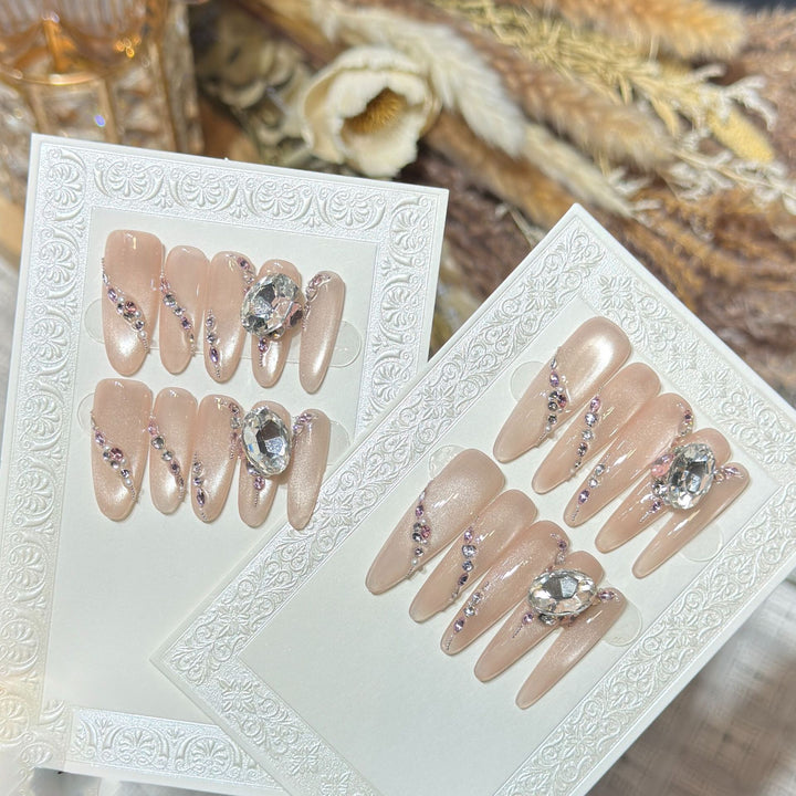 Glamorous Rhinestone-Embellished Stiletto Press-On Nails Bowlift