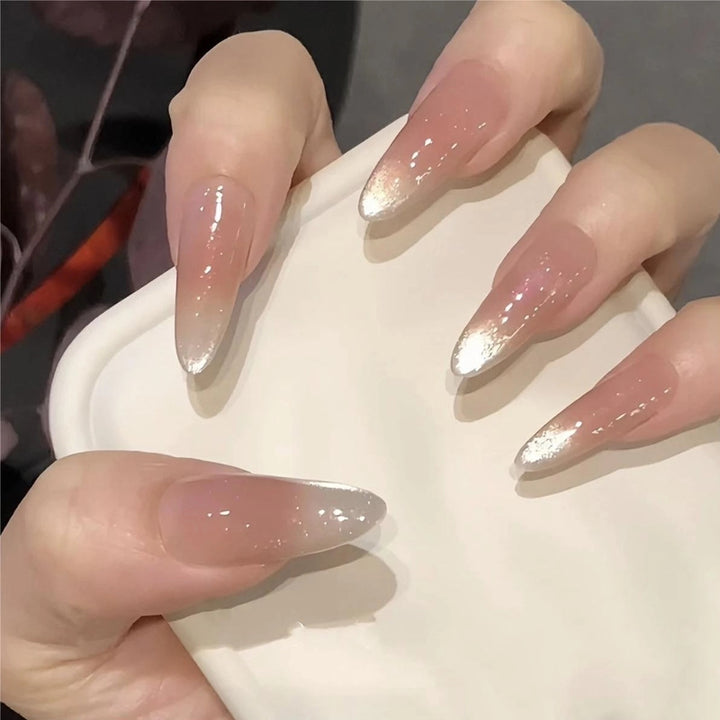 Luxury Press-On Nail Set with Glitter Accent Bowlift