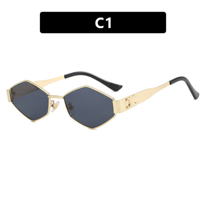 Women's hexagonal designer sunglasses with innovative metal frame Bowlift