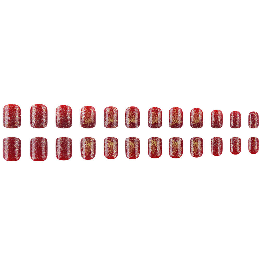Artistic Leaf-Embellished Nail Art Design Bowlift