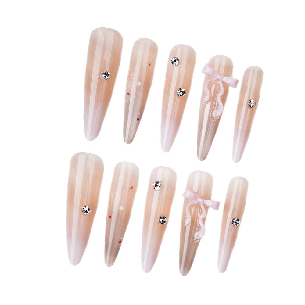Artistic Stiletto Press-On Nail Set with Decorative Accents Bowlift