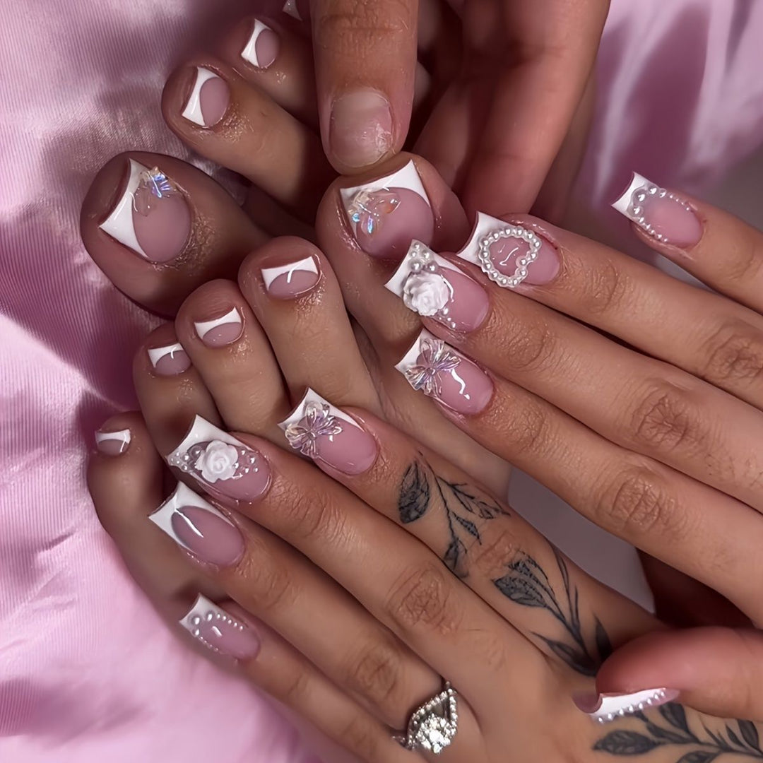 Floral Embellished Nail Art Set Bowlift