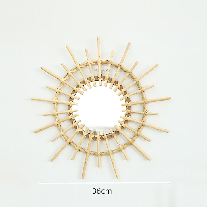 Round Wall Mirror with Rattan Design Bowlift