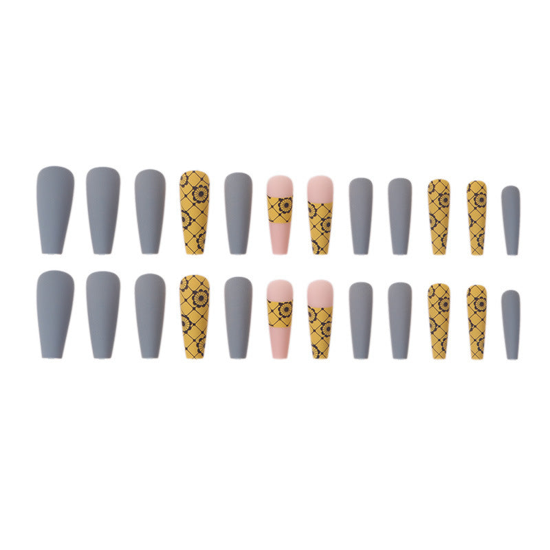 Artistic Stiletto Press-On Nails with Floral Mesh Design Bowlift