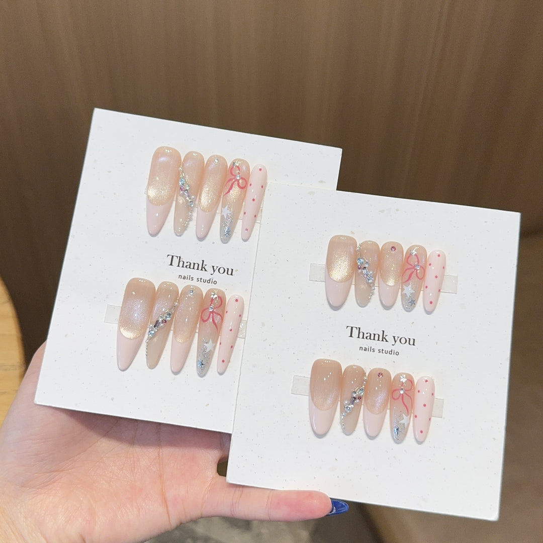 Creative Art Nail Tips with Glitter Accents Bowlift