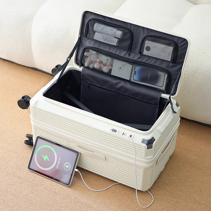 Men's Smart Multi-Compartment Hard Shell Travel Suitcase Bowlift