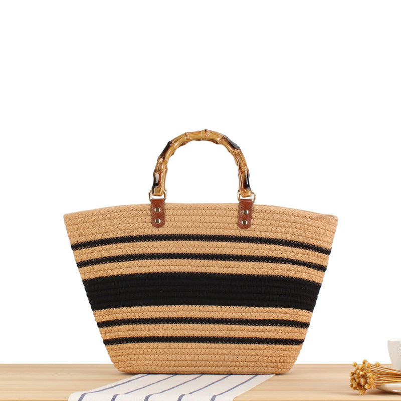 Elegant basket bag with bamboo handles Bowlift
