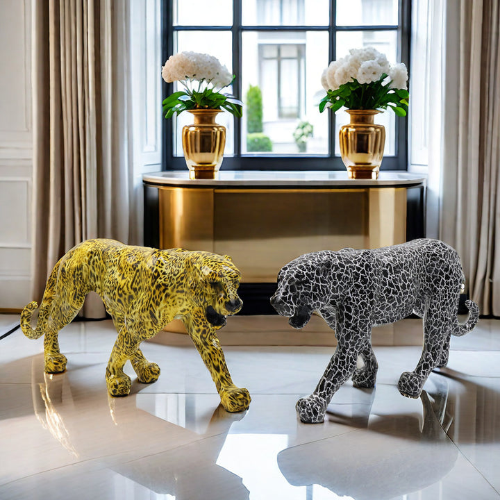 Decorative leopard figure made of resin Bowlift