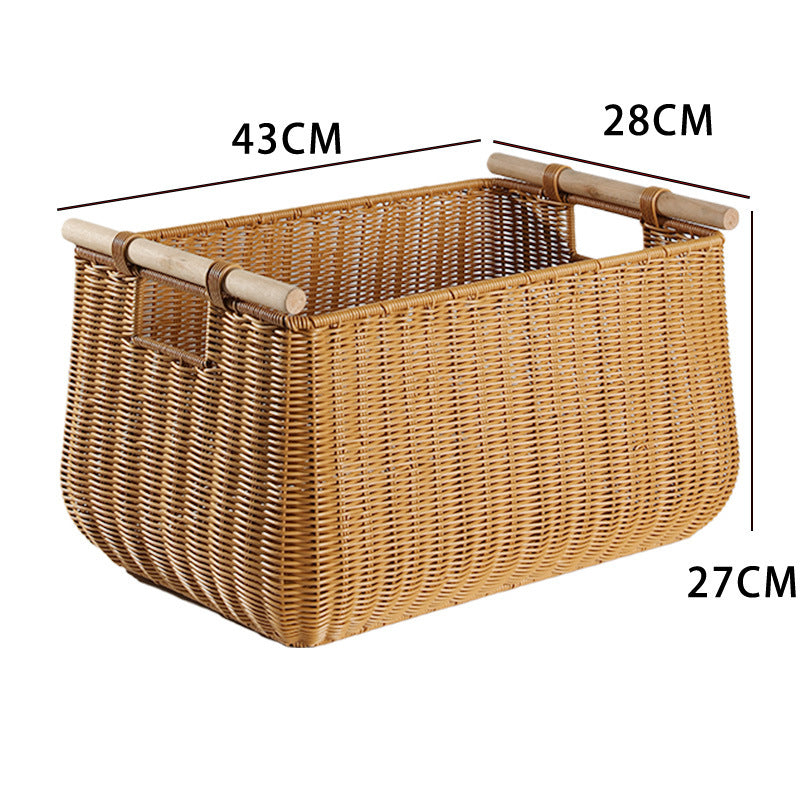 Large Handwoven Storage Basket with Ergonomic Handles Bowlift