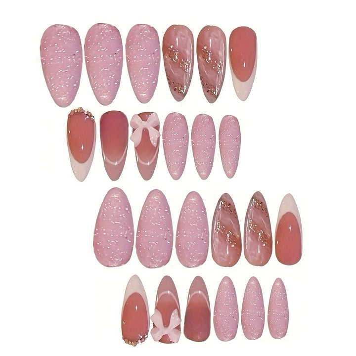 Elegant Stiletto Press-On Nail Set with Decorative Accent Bowlift