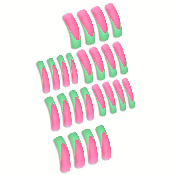 Stylish Long Acrylic Press-On Nails with Gradient Design Bowlift