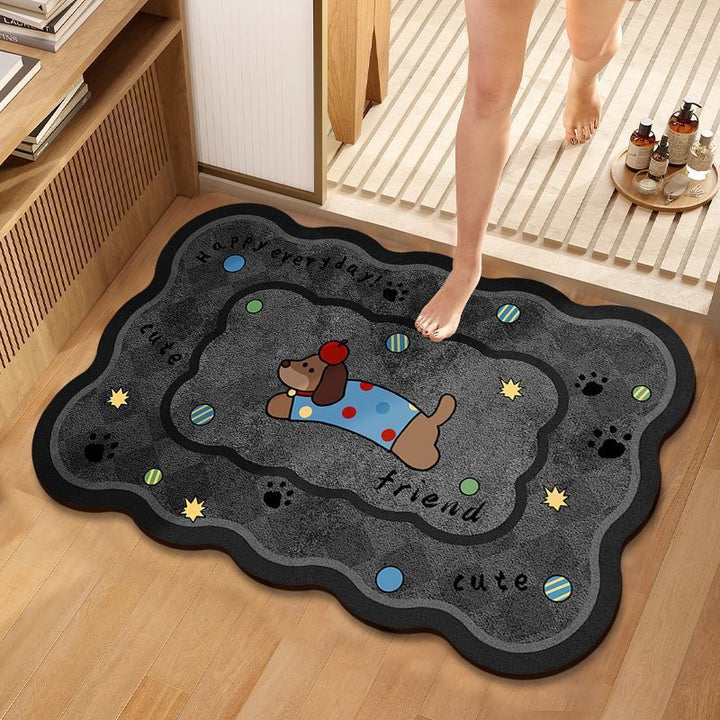 Cute Cartoon Dog-Themed Plush Bath Mat