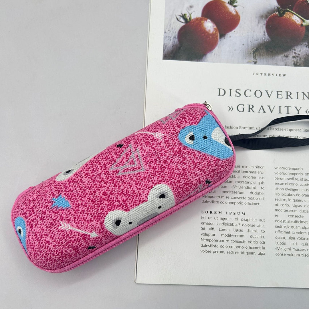 Printed hard-shell eyeglass and accessory case with wrist strap Bowlift