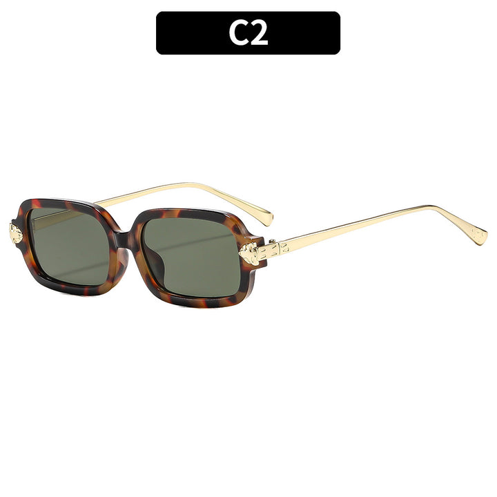 High-Style Angular Sunglasses with Gold Accents