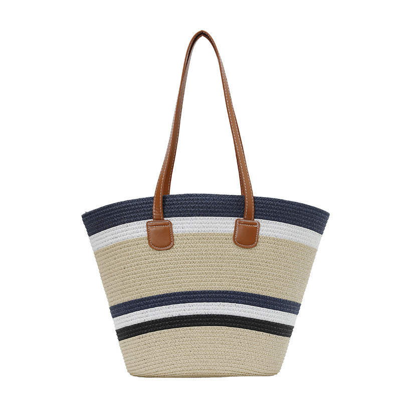 WoColorful Straw Beach Tote Bag Bowlift