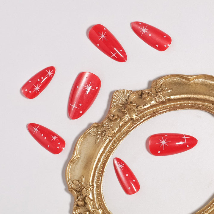 Starry Glossy Press-On Nail Set Bowlift
