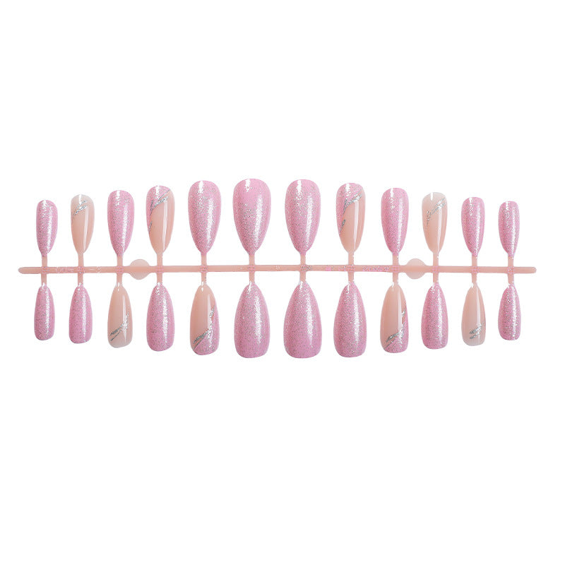 Decorative Press-On Nail Art Set with Glitter and Silver Accents Bowlift
