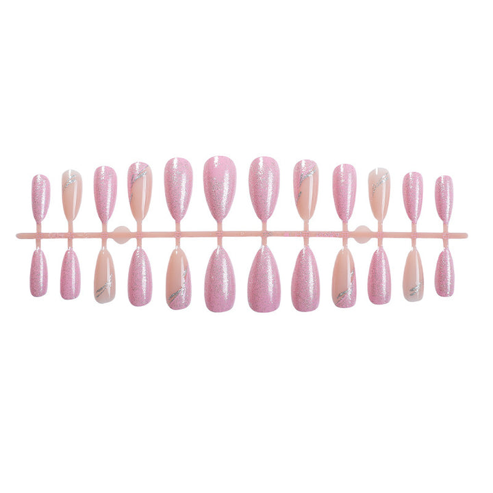 Decorative Press-On Nail Art Set with Glitter and Silver Accents Bowlift