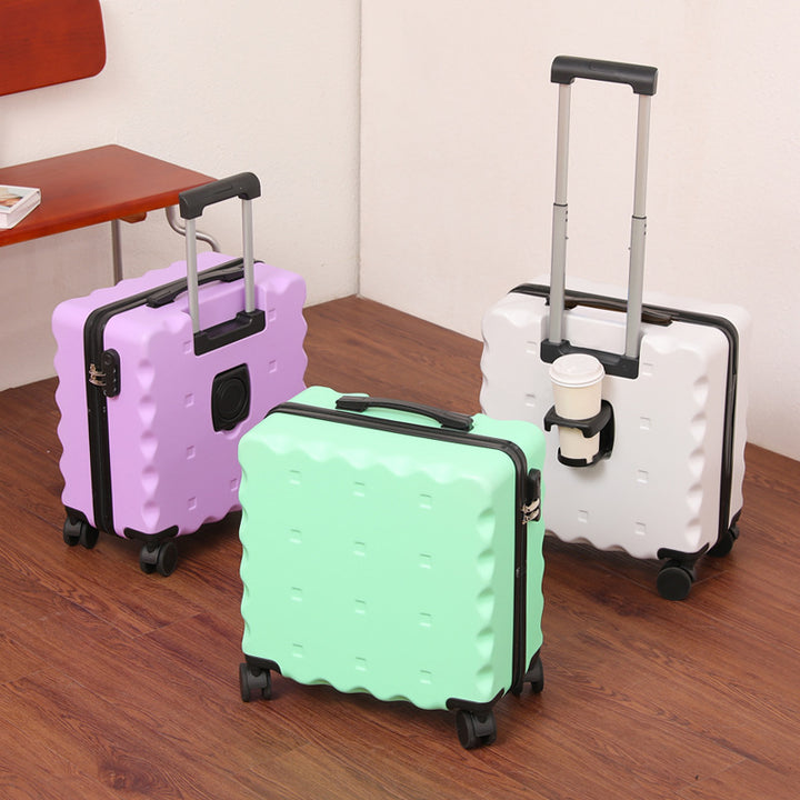 Compact Beverage Holder Rolling Suitcase Bowlift
