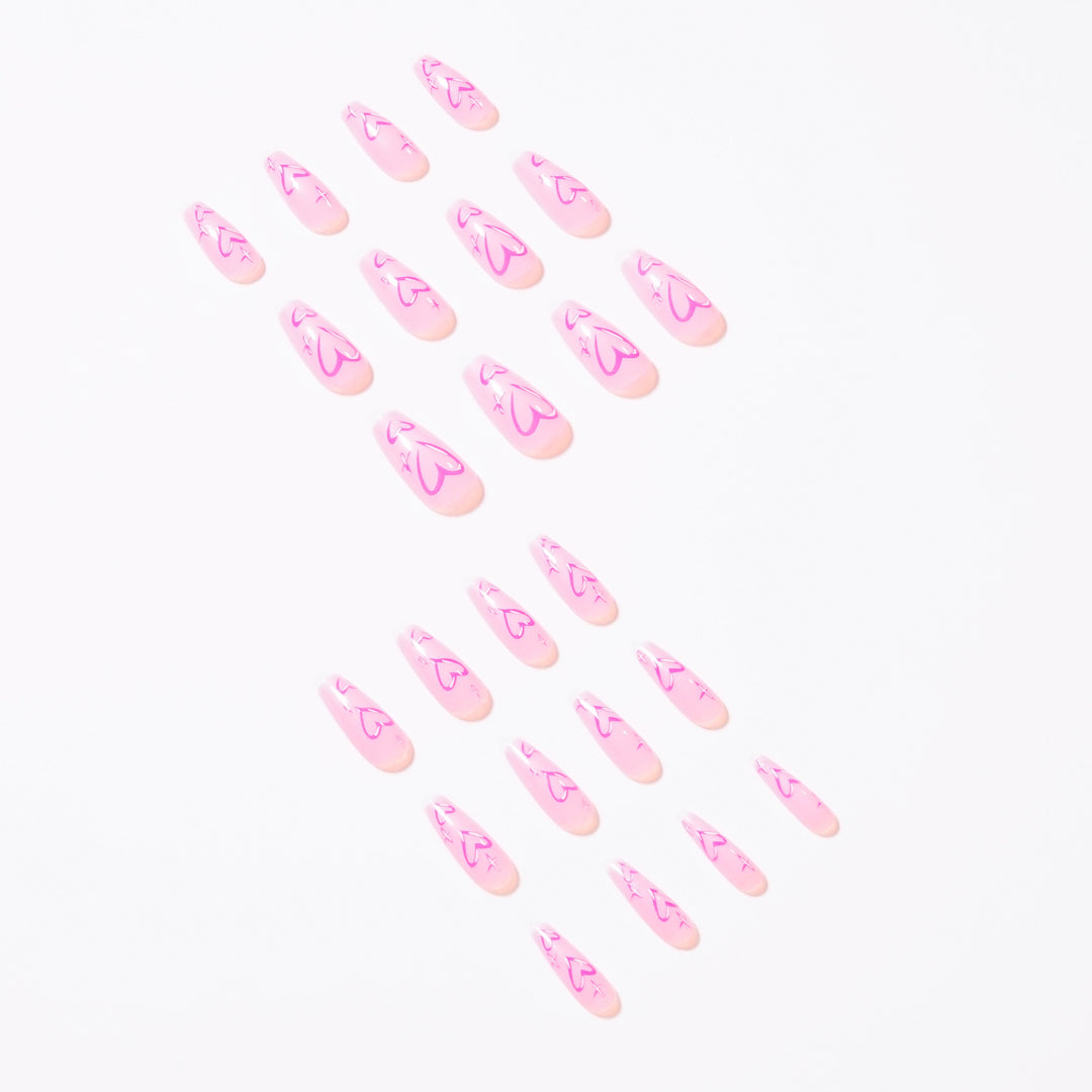 Artistic acrylic nails with heart design Bowlift