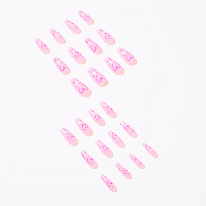 Artistic acrylic nails with heart design Bowlift