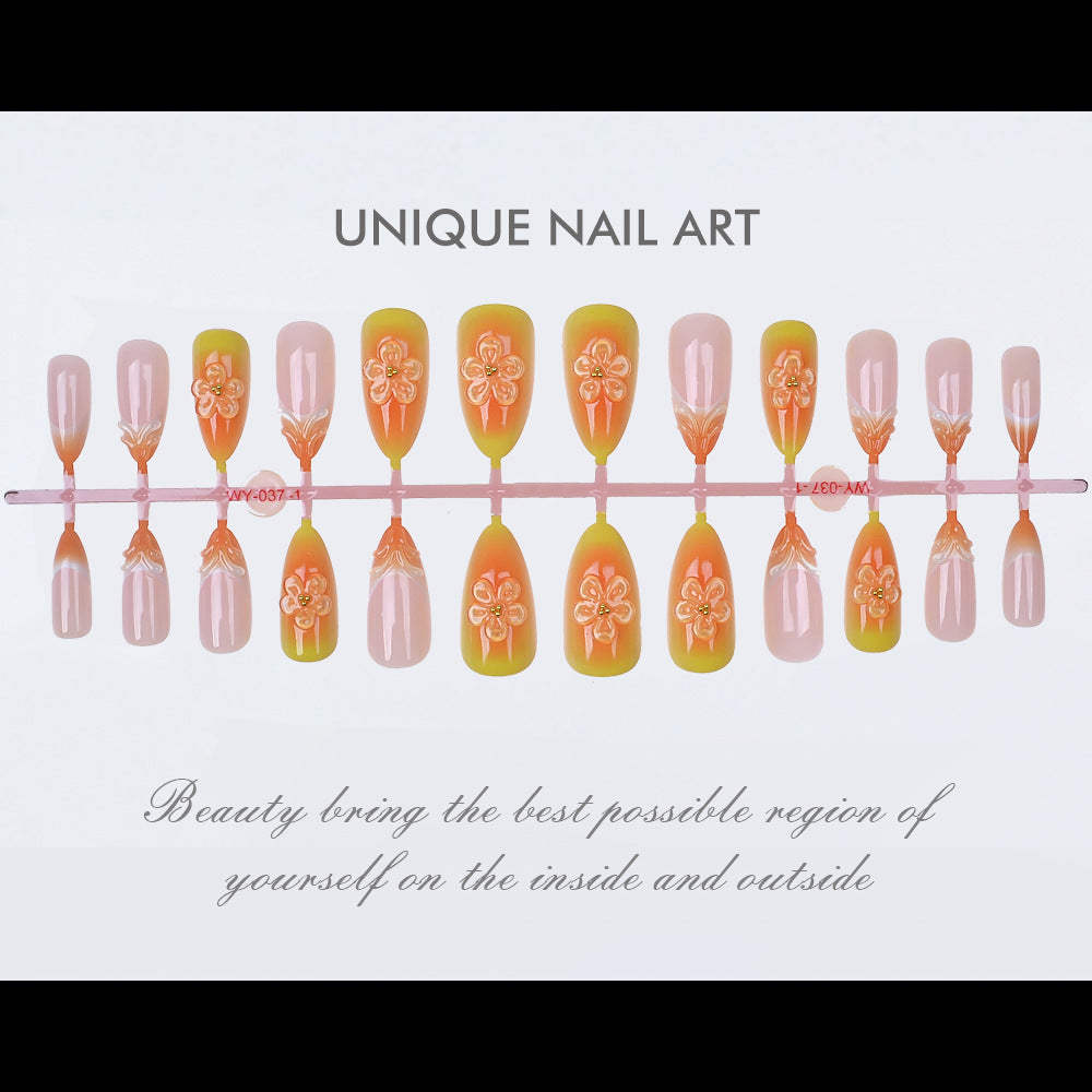 Elegant Floral-Themed Press-On Nail Set Bowlift